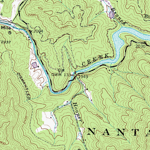 Topographic Map of Hooper Branch, NC