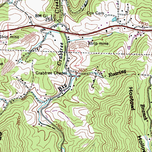 Topographic Map of Hootowl Hollow, NC