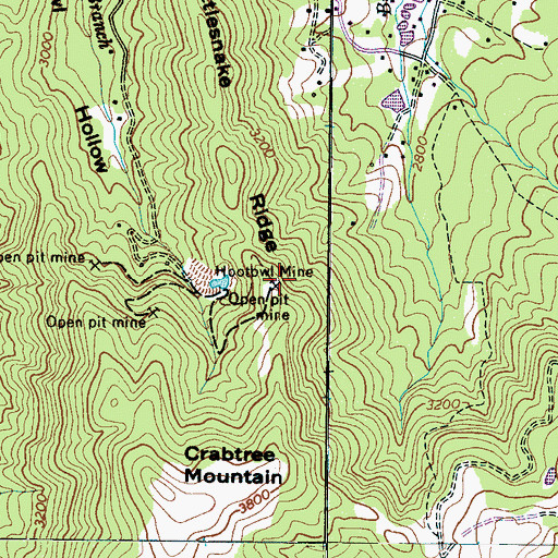 Topographic Map of Hootowl Mine, NC