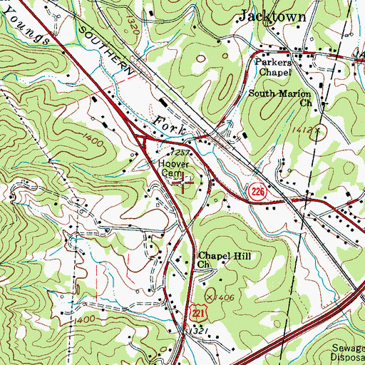 Topographic Map of Hoover Cemetery, NC