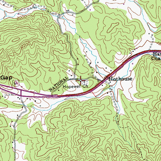 Topographic Map of Hopewell Church, NC