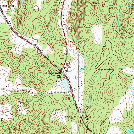 Topographic Map of Hopewell Church, NC