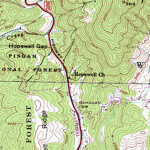 Topographic Map of Hopewell Church, NC