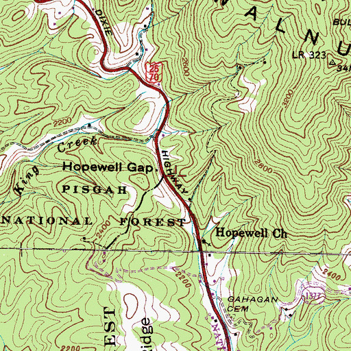 Topographic Map of Hopewell Gap, NC