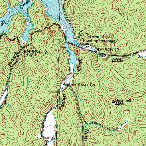 Topographic Map of Horse Branch, NC
