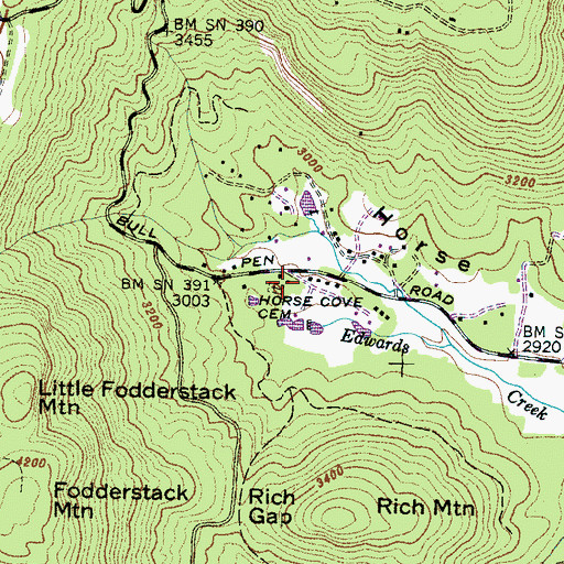 Topographic Map of Horse Cove Cemetery, NC