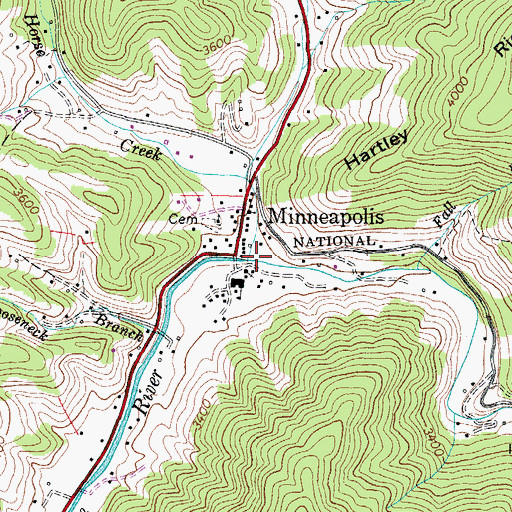Topographic Map of Horse Creek, NC