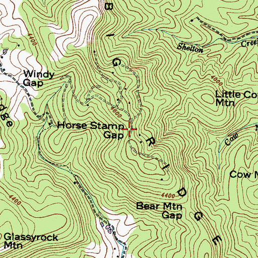 Topographic Map of Horse Stamp Gap, NC