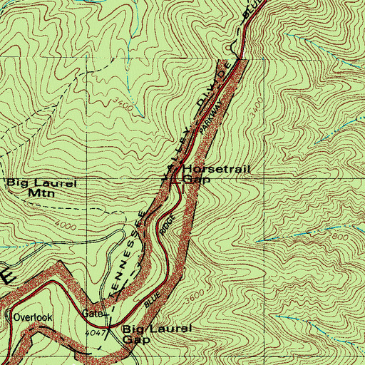 Topographic Map of Horse Trail Gap, NC