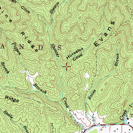 Topographic Map of Horselot Cove, NC