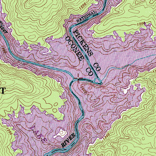 Topographic Map of Horsepasture River, NC