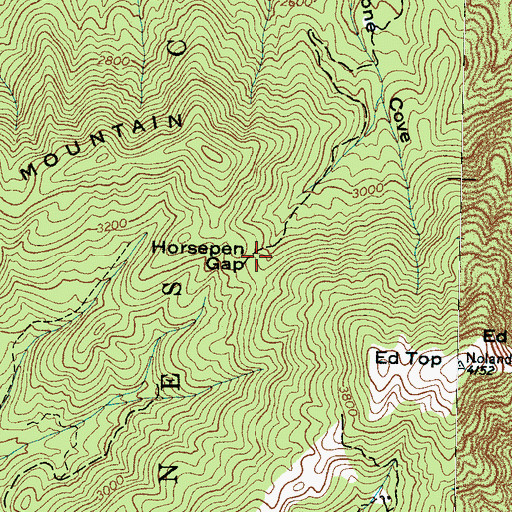Topographic Map of Horsepen Gap, NC