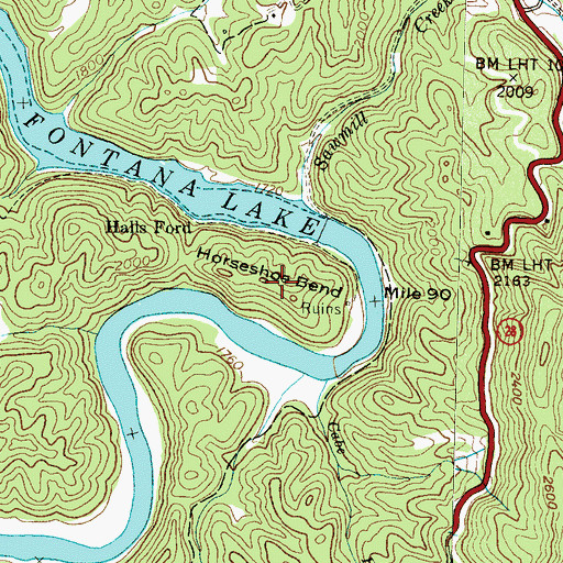 Topographic Map of Horseshoe Bend, NC