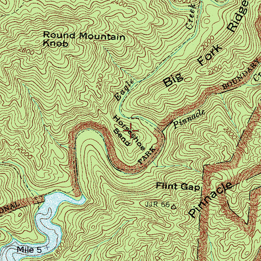 Topographic Map of Horseshoe Bend, NC