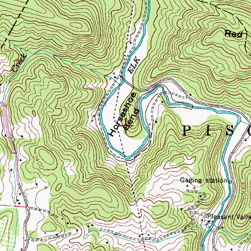 Topographic Map of Horseshoe Bend, NC