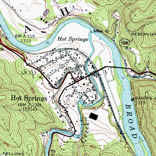 Topographic Map of Hot Springs, NC