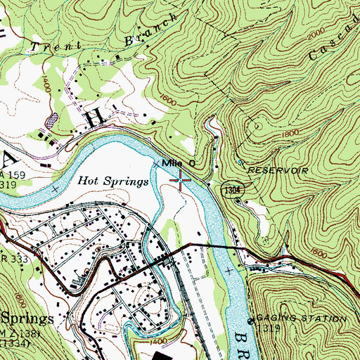 Topographic Map of Hot Springs, NC