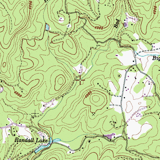 Topographic Map of Houston Branch, NC