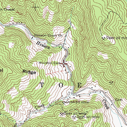Topographic Map of Houston Cemetery, NC