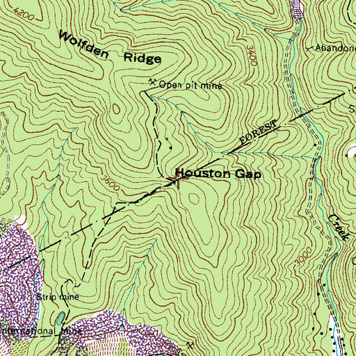 Topographic Map of Houston Gap, NC