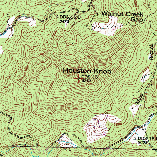 Topographic Map of Houston Knob, NC