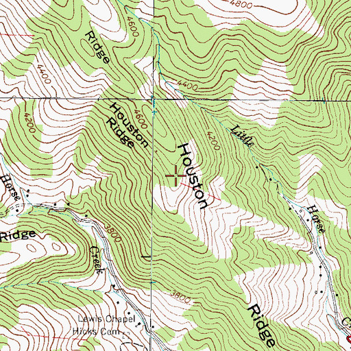 Topographic Map of Houston Ridge, NC