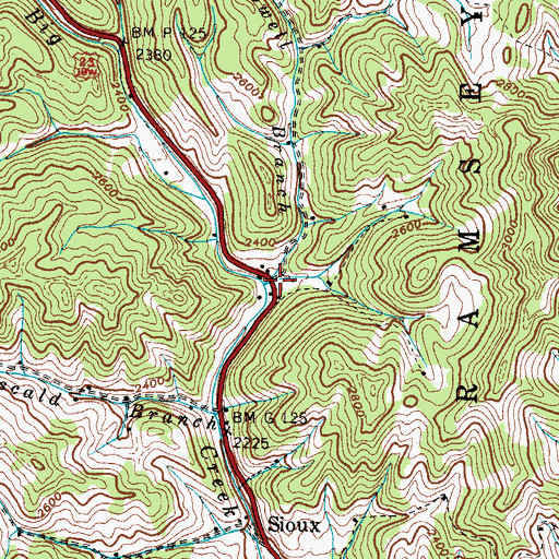 Topographic Map of Howell Branch, NC