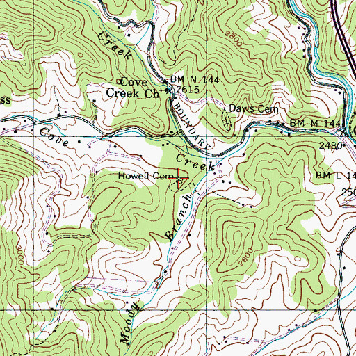 Topographic Map of Howell Cemetery, NC