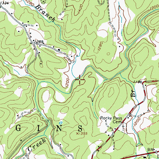 Topographic Map of Huckleberry Branch, NC