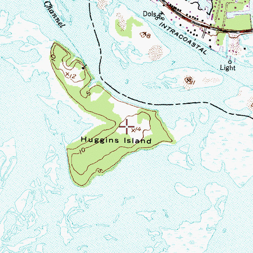 Topographic Map of Huggins Island, NC