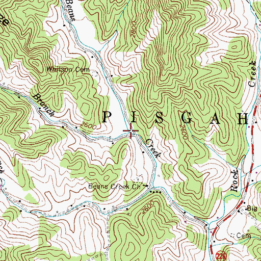 Topographic Map of Hughes Branch, NC