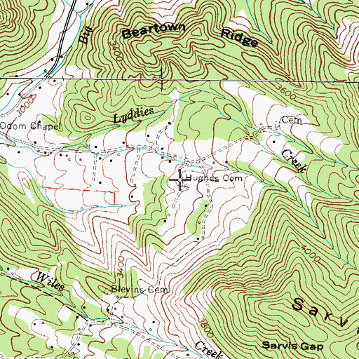 Topographic Map of Hughes Cemetery, NC