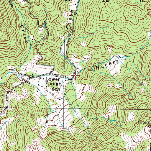 Topographic Map of Hughes Creek, NC