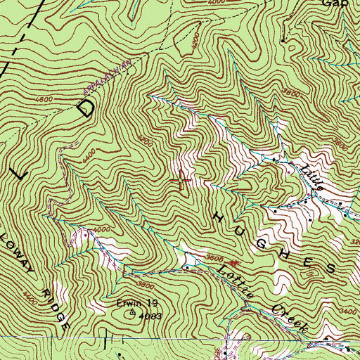 Topographic Map of Hughes Ridge, NC