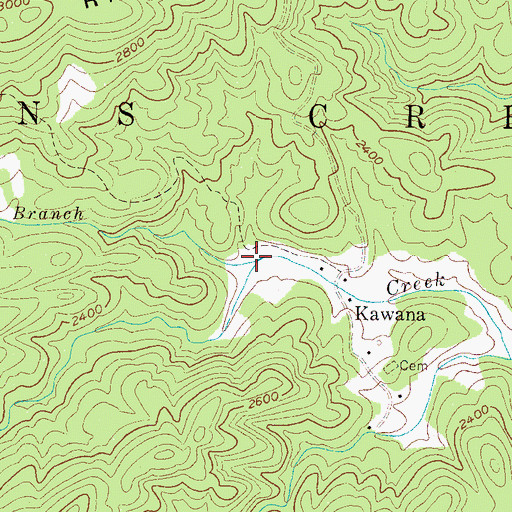 Topographic Map of Hull Branch, NC