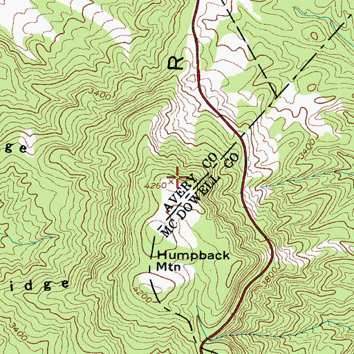 Topographic Map of Humpback Mountain, NC