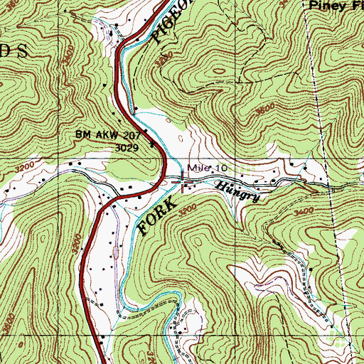 Topographic Map of Hungry Creek, NC