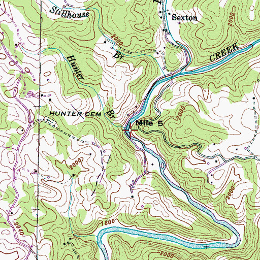 Topographic Map of Hunter Branch, NC