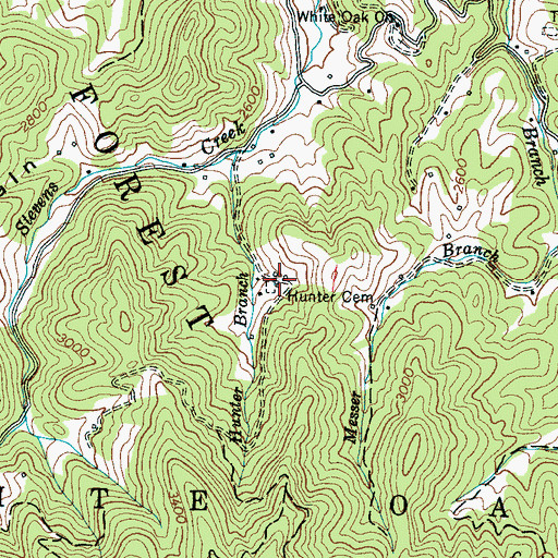 Topographic Map of Hunter Cemetery, NC