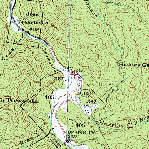 Topographic Map of Hunting Boy Branch, NC