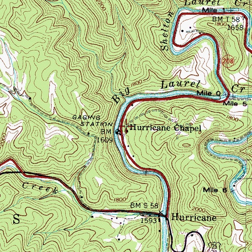 Topographic Map of Hurricane Chapel, NC