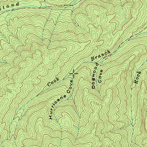 Topographic Map of Hurricane Cove, NC