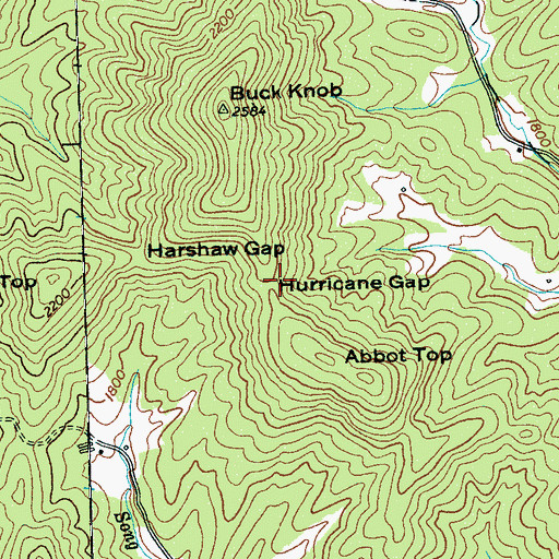Topographic Map of Hurricane Gap, NC
