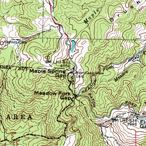 Topographic Map of Hurricane View Cemetery, NC