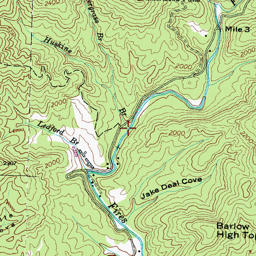 Topographic Map of Huskins Branch, NC