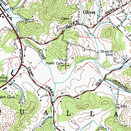 Topographic Map of Hyatt Cemetery, NC