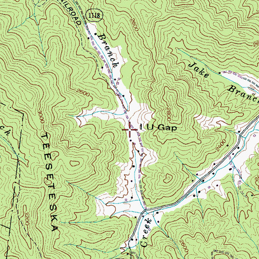 Topographic Map of I U Gap, NC