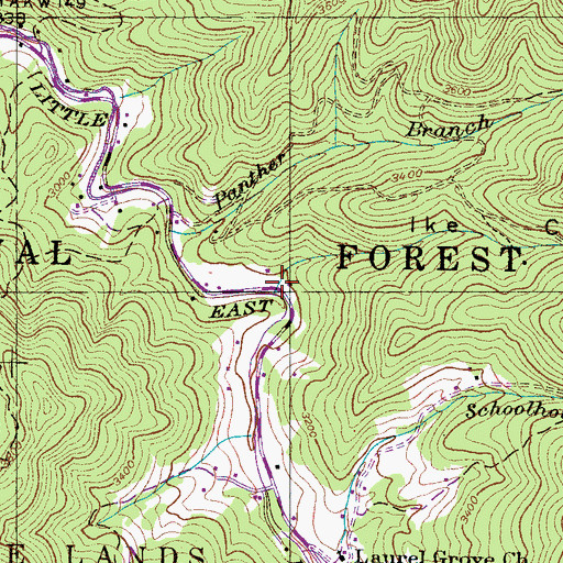 Topographic Map of Ike Cove, NC