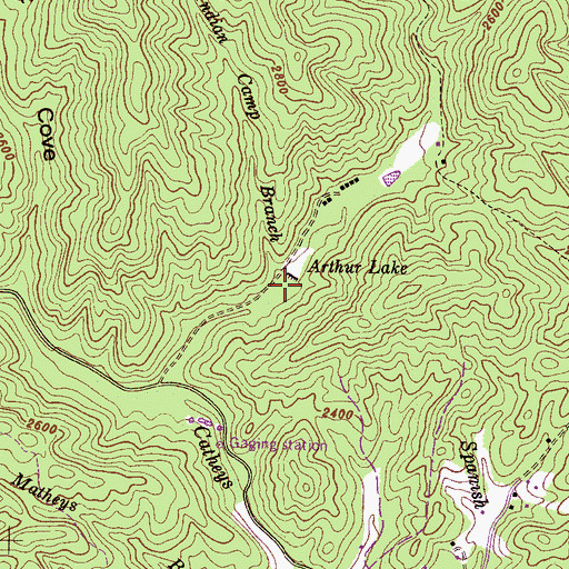 Topographic Map of Indian Camp Branch, NC