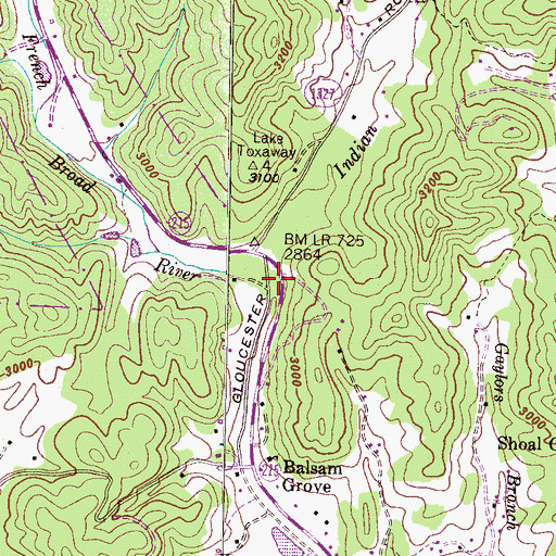 Topographic Map of Indian Creek, NC